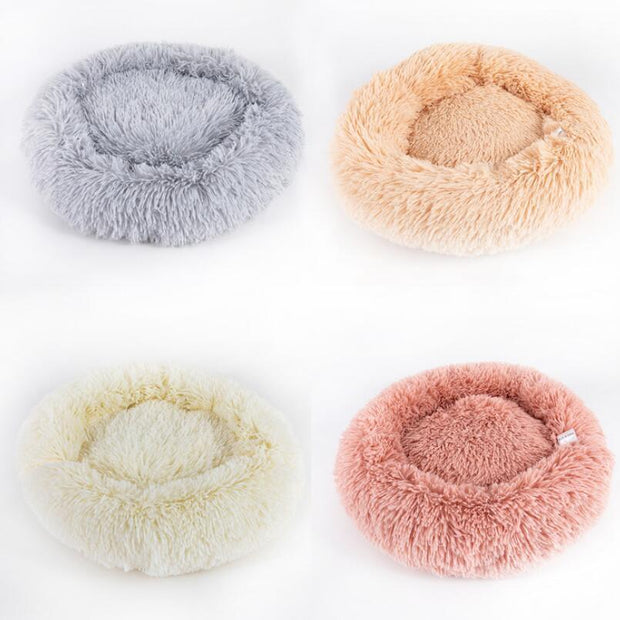 Round Plush Pet Bed for Small Dogs & Cats