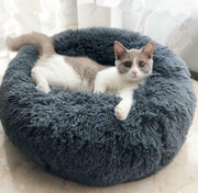 Round Plush Pet Bed for Small Dogs & Catsv